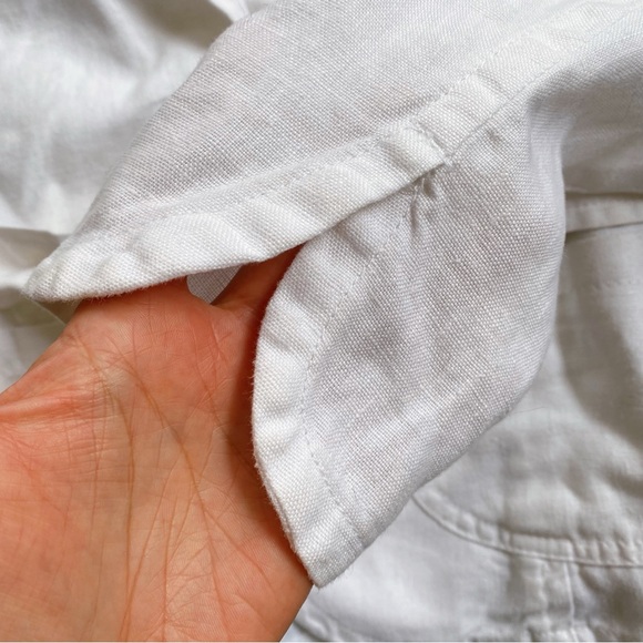 🐚 H&M WHITE LINEN BELTED BLAZER JACKET! - Picture 8 of 14